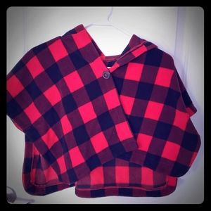 Old navy girls 4t red black fleece poncho